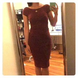 Burgundy Midi Dress, XS